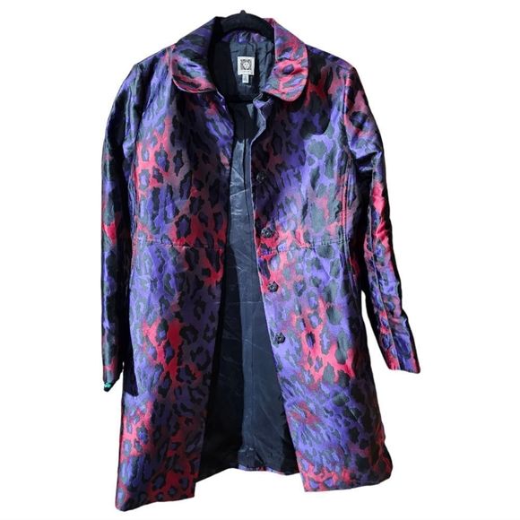 ANNE KLEIN Leopard Topper Duster Jacket - Size 8 - Picture 1 of 7